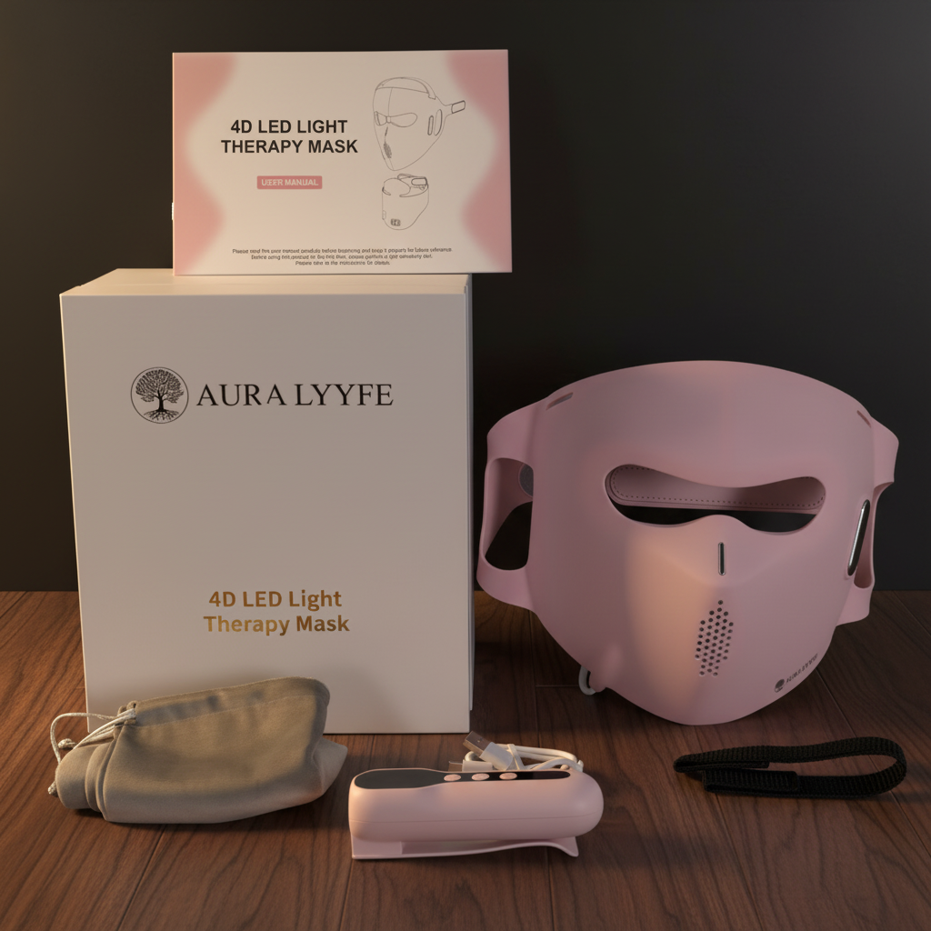 Aura Lyyfe™ Red LED Light Therapy Mask-Premium Silicone,6 Smart Modes, Adjustable Brightness, Rechargeable Design