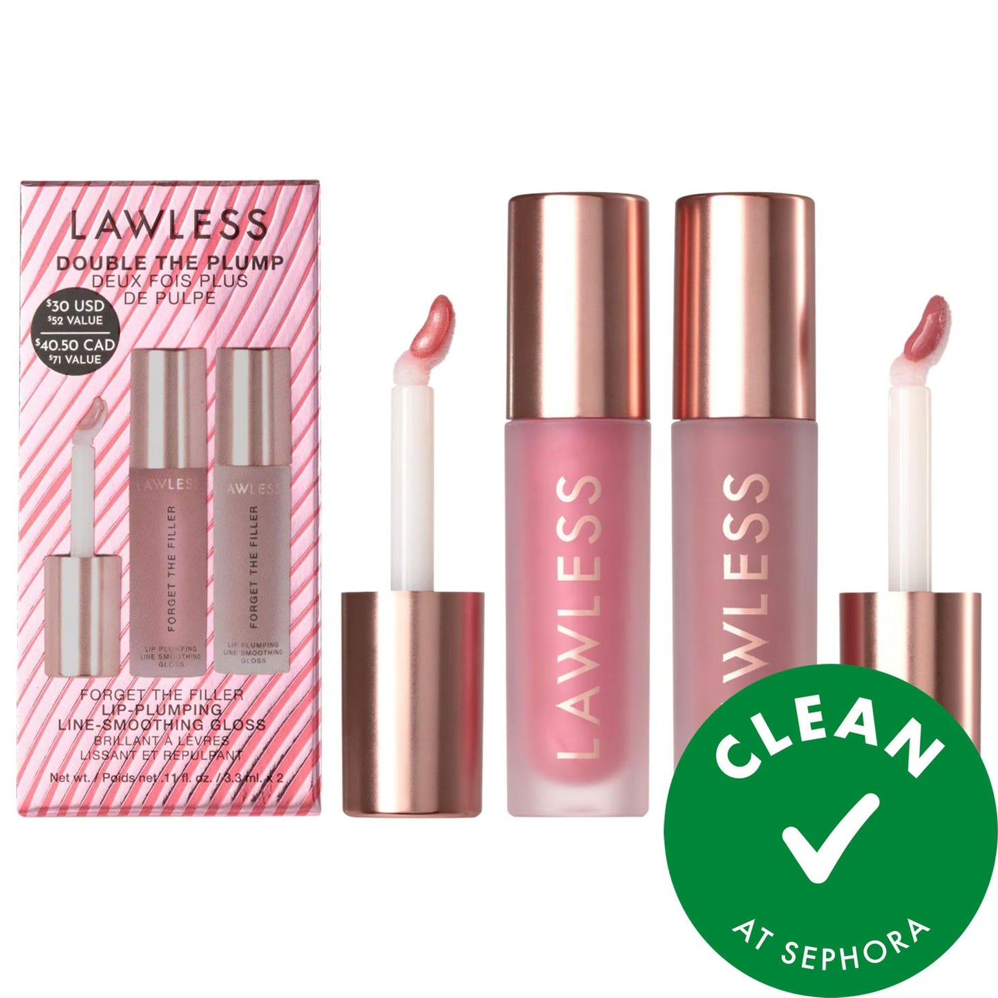 Double the Plump: Lip Plumper Gloss Set - Vegan & Cruelty-Free Hydrating Gloss for Fuller, Smoother Lips - Rosy Mauve & Bright Rose Pink
