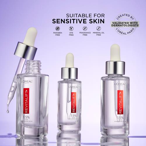 Loreal Paris Revitalift 1.5% Pure Hyaluronic Acid Face Serum, Hydrate & Reduce Wrinkles, Fragrance Free 1 Oz