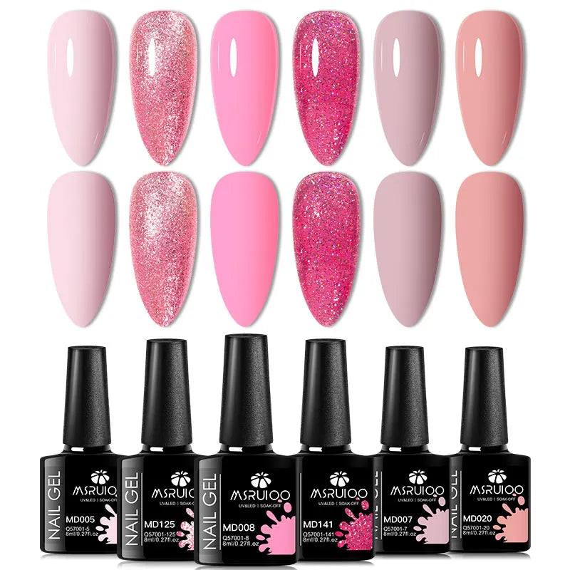 6pc Nail Gel Polish Set All-Season Ultra Pigmented Semi Permanent UV Painting Gel For Nails Salon DIY Manicure Varnish Design